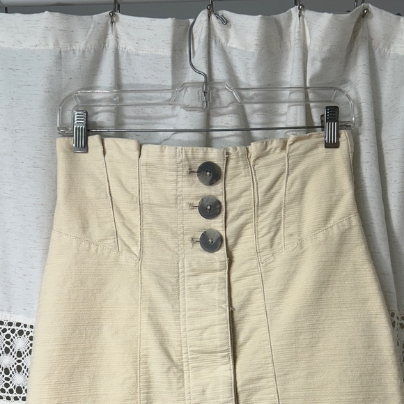 Free People Cream Button-Front High-Rise Mini Skirt - Picture 6 of 6